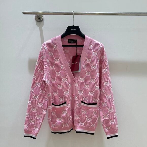 Gucci Pink and Black Knit Cardigan - Main Image